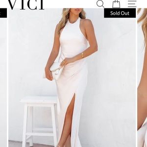VICI Mirabelle Halter Satin Maxi dress
